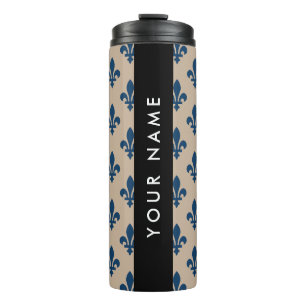 Bouteilles Isothermes Fleur de Lis, Bleu Marine sur Beige, Royal, Votre