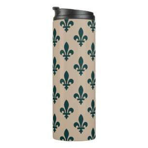 Bouteilles Isothermes Fleur de Lis Motif, Royal French Green on Cream