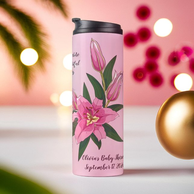 Bouteilles Isothermes Fleur de lys rose clair en fleurs (Light Pink Blooming Lily Thermal Tumbler)