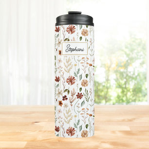 Bouteilles Isothermes Fleur de Monogramme Aquarelle Vintage Floral