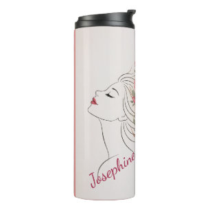 Bouteilles Isothermes Fleur de rose rose personnalisée femme élégante ch