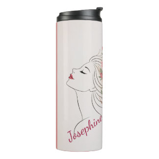 Bouteilles Isothermes Fleur de rose rose personnalisée femme élégante ch