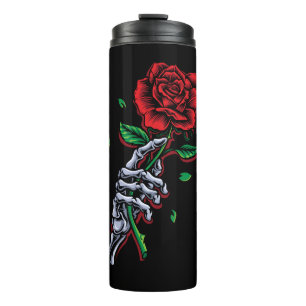 Bouteilles Isothermes Fleur de rose rouge squelette