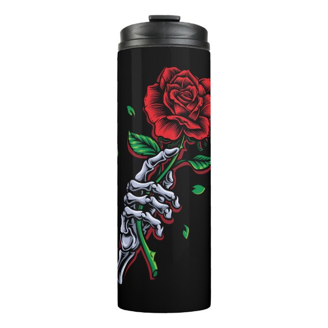Bouteilles Isothermes Fleur de rose rouge squelette (Devant)