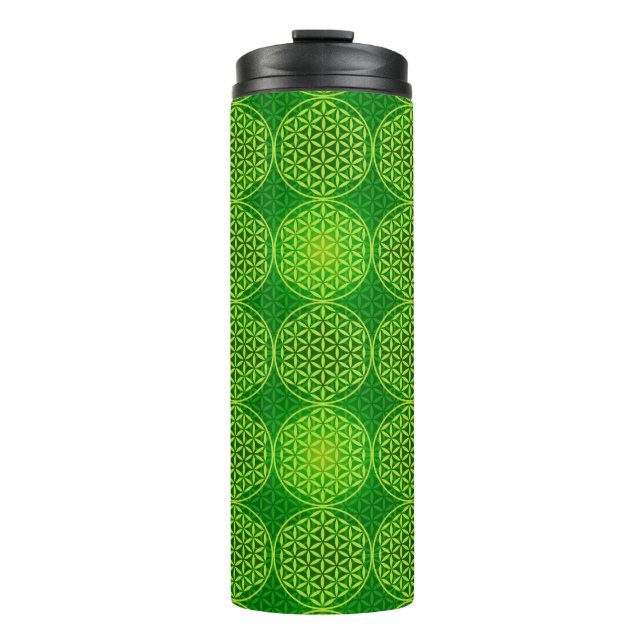 Bouteilles Isothermes Fleur de vie - motif de timbre - vert (Devant)