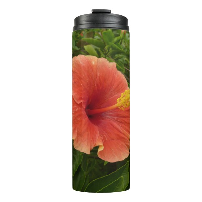 Bouteilles Isothermes Fleur d'Hibiscus Orange Floral Tropical (Devant)