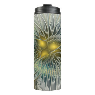 Bouteilles Isothermes Fleur Fantastique Argent Doré Art Fractal Abstrait