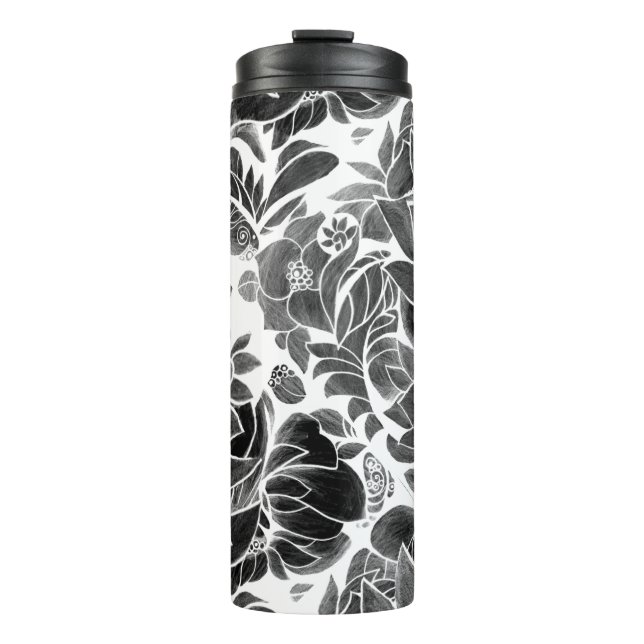 Bouteilles Isothermes Fleur noir et blanc (Devant)