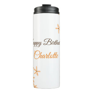 Bouteilles Isothermes Fleur orange brune heureux anniversaire ajouter no