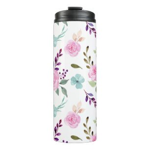 Bouteilles Isothermes Fleur rose aquarelle sans couture