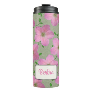Bouteilles Isothermes Fleur rose romantique de jardin botanique tout nom