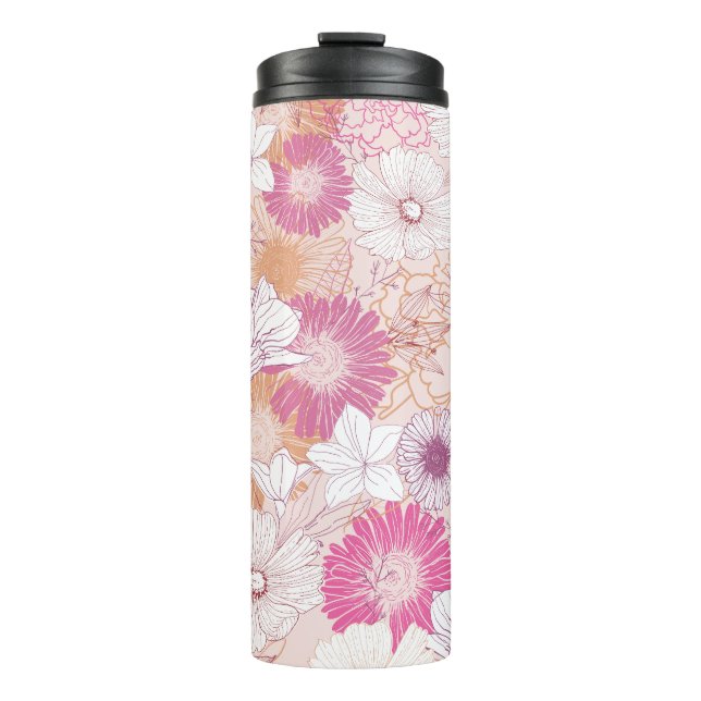 Bouteilles Isothermes Fleur sans couture  (Devant)