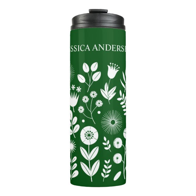 Bouteilles Isothermes Fleur sauvage Boho vert et blanc (Devant)