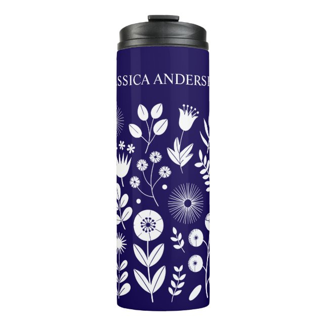 Bouteilles Isothermes Fleur sauvage Boho violet et blanc (Devant)