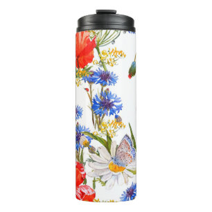 Bouteilles Isothermes Fleur sauvage : couleur bleu foncé bleu clair