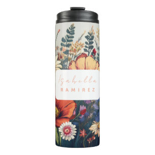 Bouteilles Isothermes Fleur sauvage personnalisé avec nom