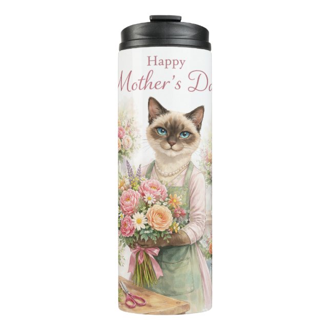 Bouteilles Isothermes Fleuriste de la fête des mères, chat (Devant)