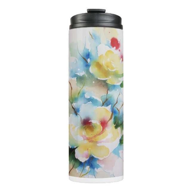 Bouteilles Isothermes Fleurs Abstraites d'aquarelle (Devant)
