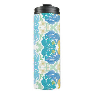 Bouteilles Isothermes Fleurs aquarelles bleues et jaunes
