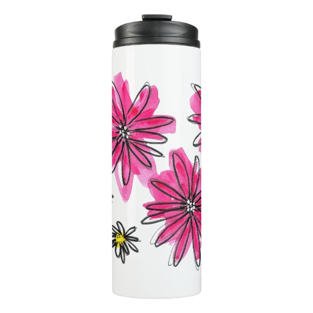 Bouteilles Isothermes Fleurs blanches et roses (Devant)