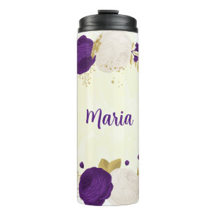 Bouteilles Isothermes fleurs blanches pourpre royal or botanique