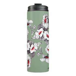Bouteilles Isothermes Fleurs blanches rouges sans joint : décoration ver