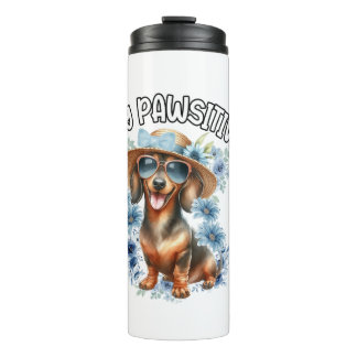 Bouteilles Isothermes Fleurs bleues de chien mignonnes Dachshund