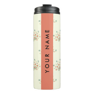 Bouteilles Isothermes Fleurs bleues et rouges, rouge, Votre nom