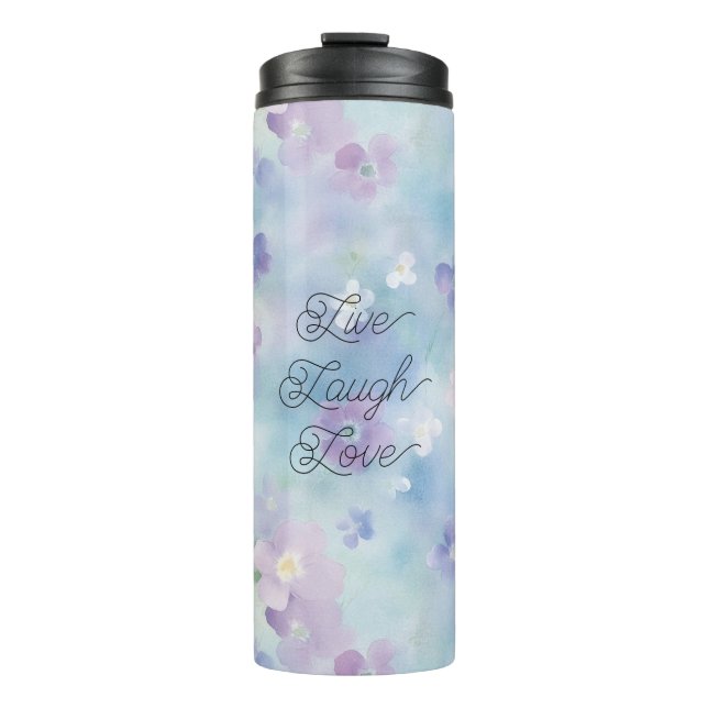Bouteilles Isothermes Fleurs Bleues Lavande Blanches Violettes (Devant)