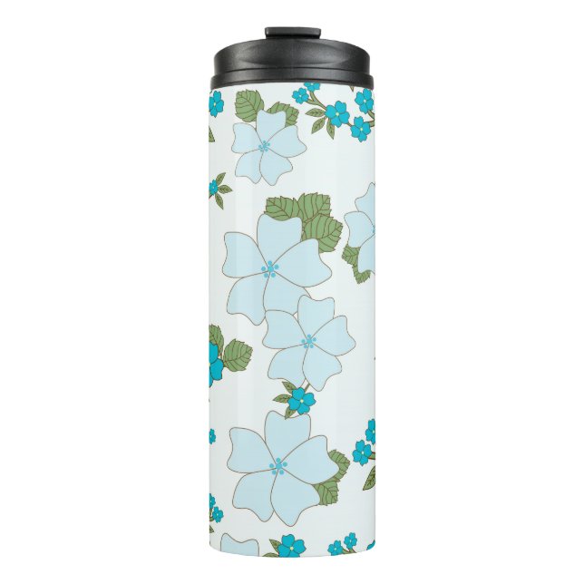 Bouteilles Isothermes Fleurs Bleues, Motif Floral, Motif De Fleurs (Devant)