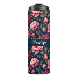 Bouteilles Isothermes Fleurs bordeaux et rose