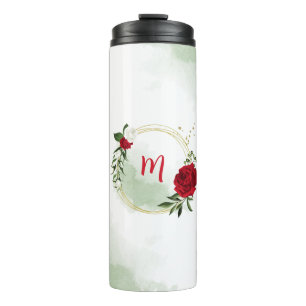 Bouteilles Isothermes Fleurs botaniques rouges et blanches verdure