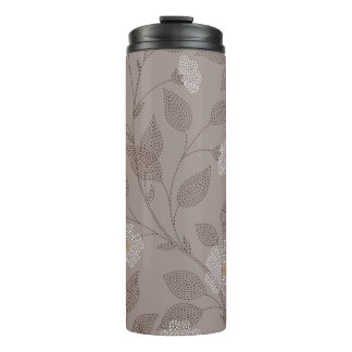 Bouteilles Isothermes Fleurs brodées et feuilles, design sans soudure.