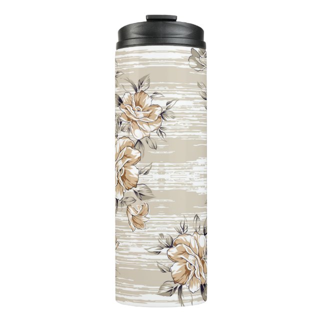 Bouteilles Isothermes fleurs brunes motif sur fond de texture (Devant)