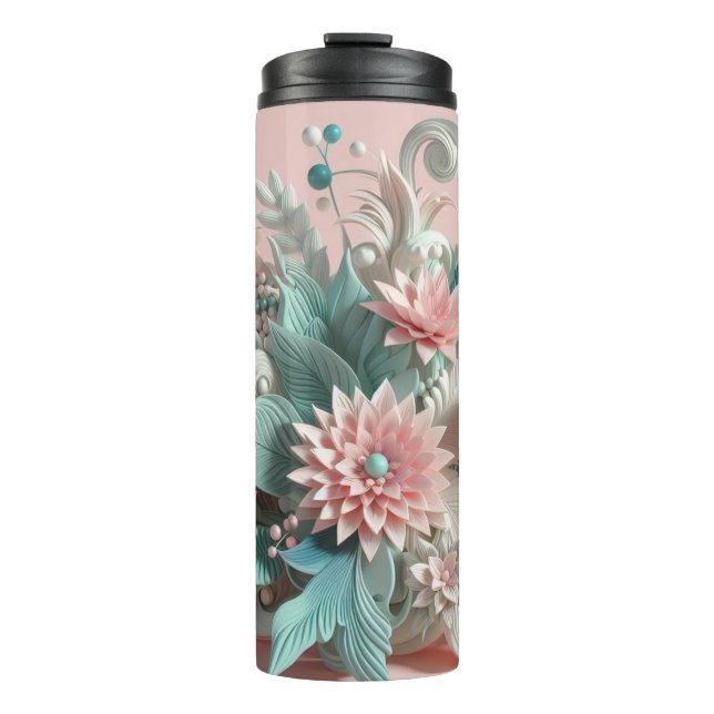 Bouteilles Isothermes Fleurs chic : Fille moderne plaisir floral 3D (Devant)