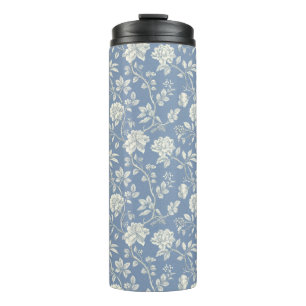 Bouteilles Isothermes Fleurs Crème Bleu