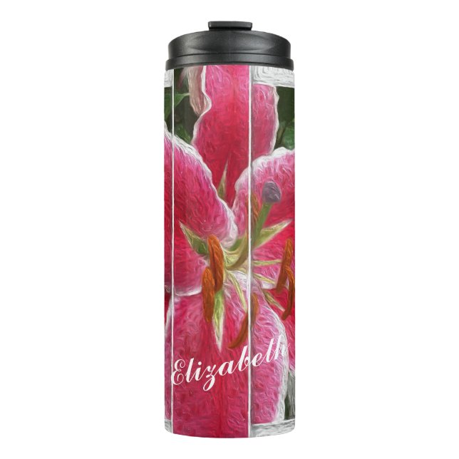 Bouteilles Isothermes Fleurs d'Aquarelle Florale Rose (Devant)
