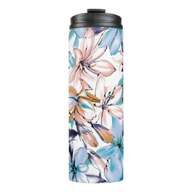 Bouteilles Isothermes Fleurs d'aquarelle motif transparent (Devant)