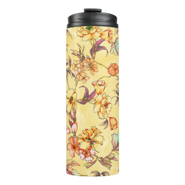 Bouteilles Isothermes Fleurs d'aquarelle motif transparent (Devant)