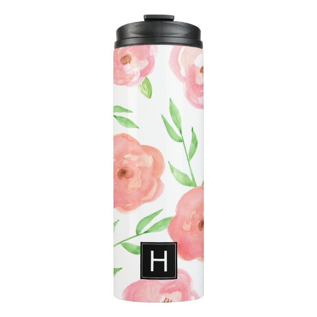 Bouteilles Isothermes Fleurs d'aquarelle rose (Devant)