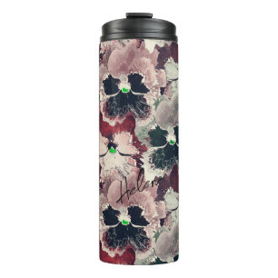 Bouteilles Isothermes Fleurs d'aquarelle rose, bordeaux, thermo tumbler