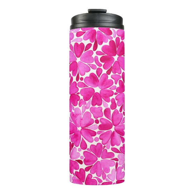 Bouteilles Isothermes Fleurs d'aquarelle rose délicates (Devant)