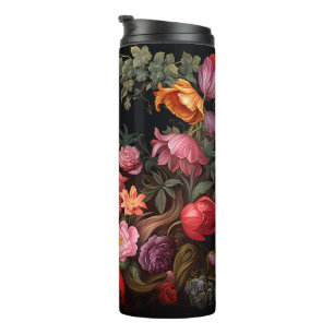 Bouteilles Isothermes Fleurs de bouquet vintages noires