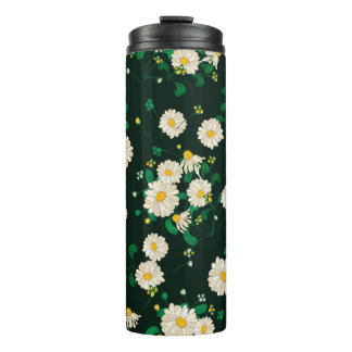 Bouteilles Isothermes Fleurs de broderie et motif sans couture feuille. 