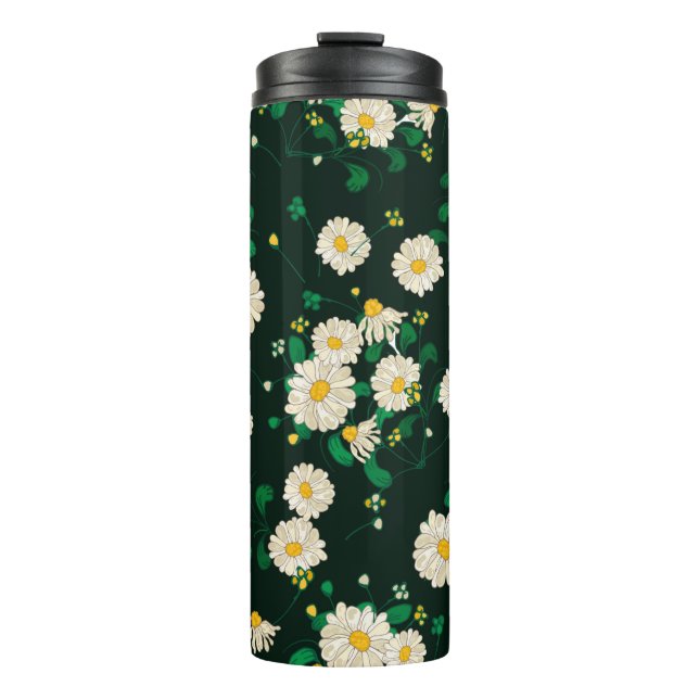 Bouteilles Isothermes Fleurs de broderie et motif sans couture feuille.  (Devant)