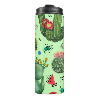 Bouteilles Isothermes Fleurs de cactus : Aquarelle Arrière - plan géomét