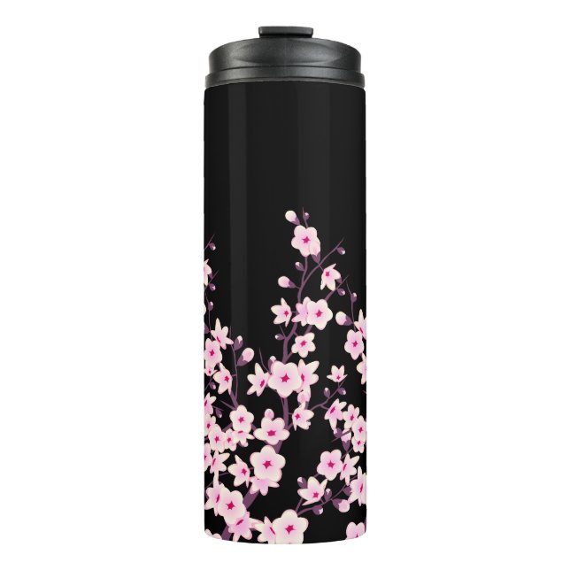Bouteilles Isothermes Fleurs de cerisier rose noir (Devant)
