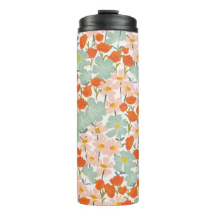 Bouteilles Isothermes Fleurs de jardin : rose, orange sans soudure