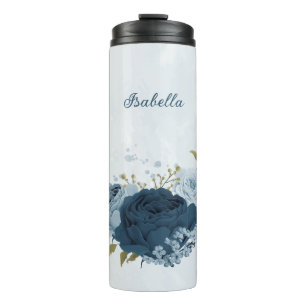 Bouteilles Isothermes fleurs de marine bleu clair mariage