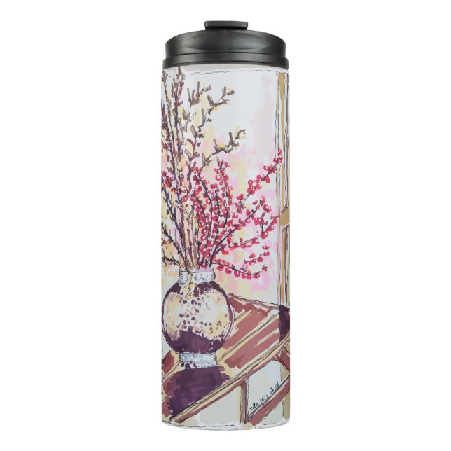 Bouteilles Isothermes Fleurs de prunier rouges (Devant)